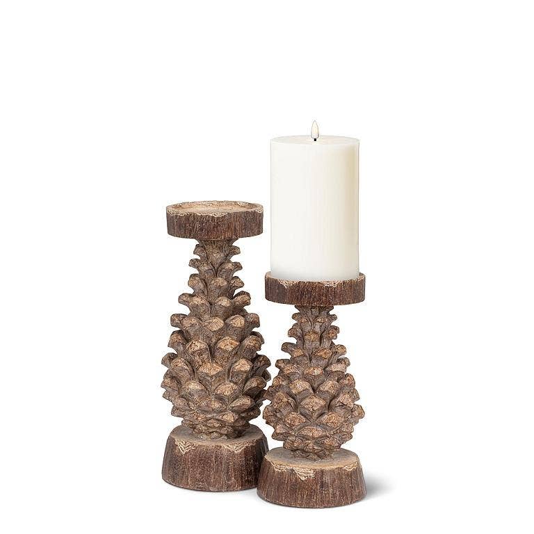 Small Pinecone Pillar Holder-8.5"H