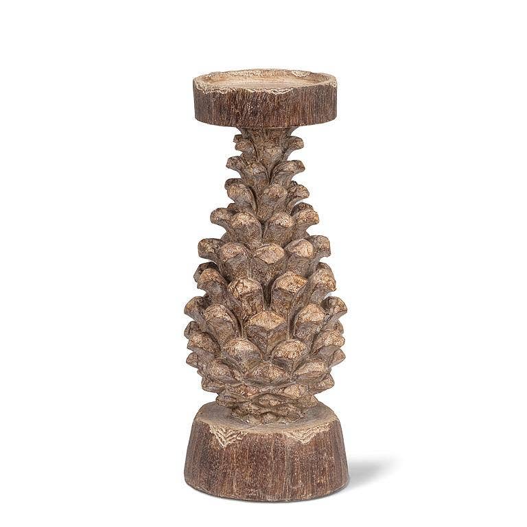 Large Pinecone Pillar Holder-11"H