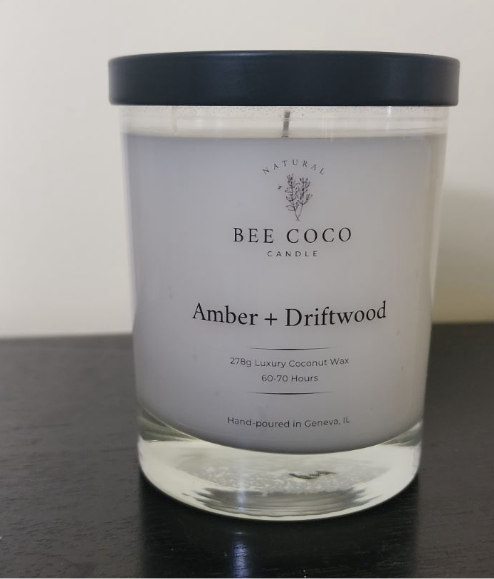 amber and driftwood 13 ounce candle