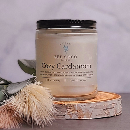 Bee Coco Candle Cozy Cardamom 8 oz Jar Candle